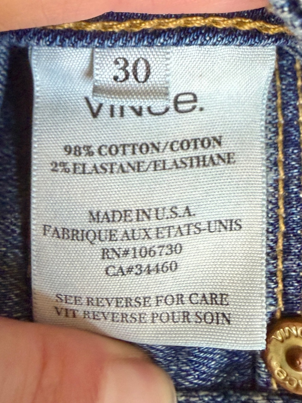 Vince Mid-Rise Slim Straight Jeans Mid-Blue Size 30 (US 10)